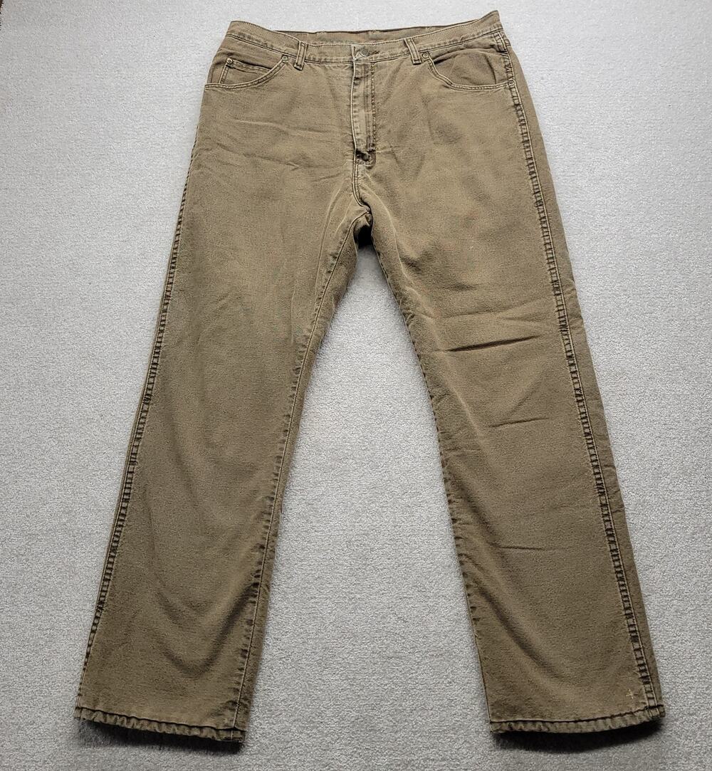 Wrangler Men's 38x32 Khaki Brown Fleece Lined Carpenter Style Jeans Pants